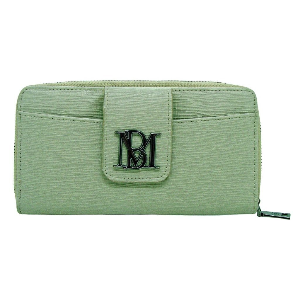 Badgley Mischka Vegan Leather Wallet Light Taupe Gray Color Full Zip Snap 8x4.5